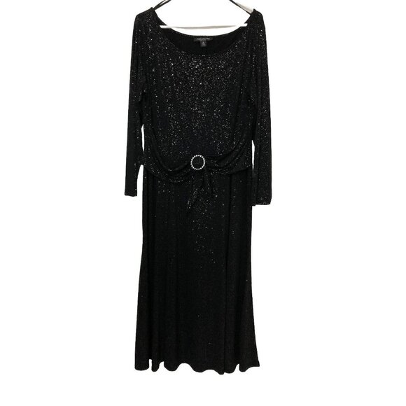 Perceptions Dresses & Skirts - Perceptions New York Women’s Size 18 Black Glittery Belted Stretch Midi Dress